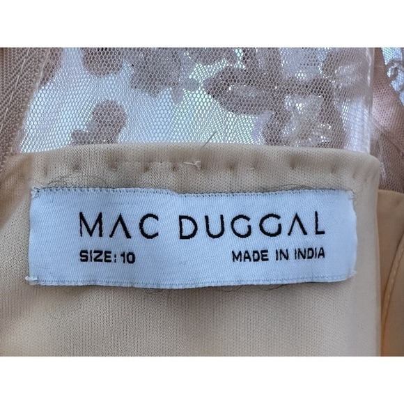 NWT Mac Duggal Sequin Beaded Long Sleeve Gown 5496 Blush Pink Women's Size 10 - Picture 7 of 10